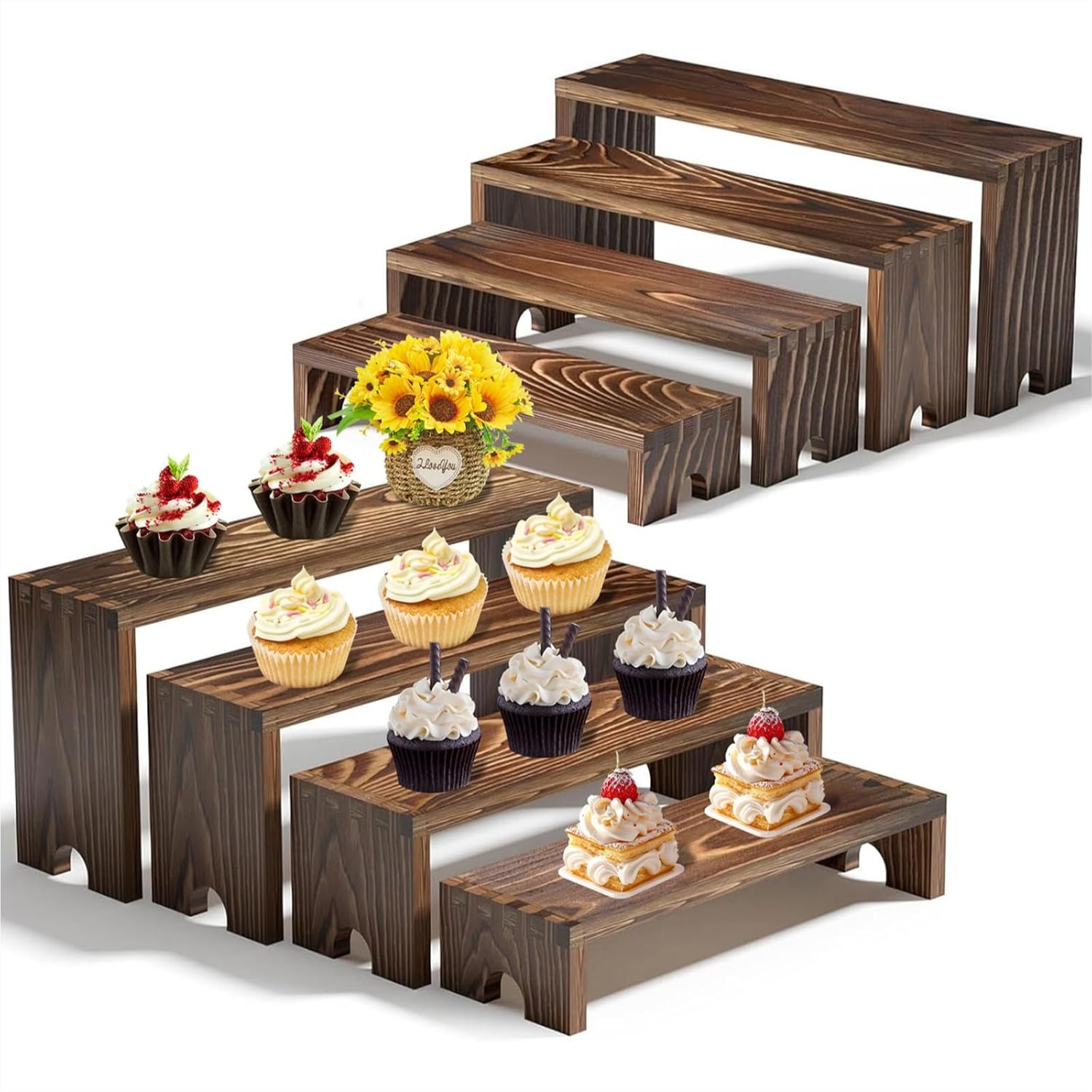 2 Tier Wooden Cupcake Stand Se – Display Risers Set Bewertung und Preis