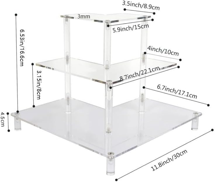 3 Tier Acrylic Display Riser,  – Pop Display Shelf Bewertung und Preis