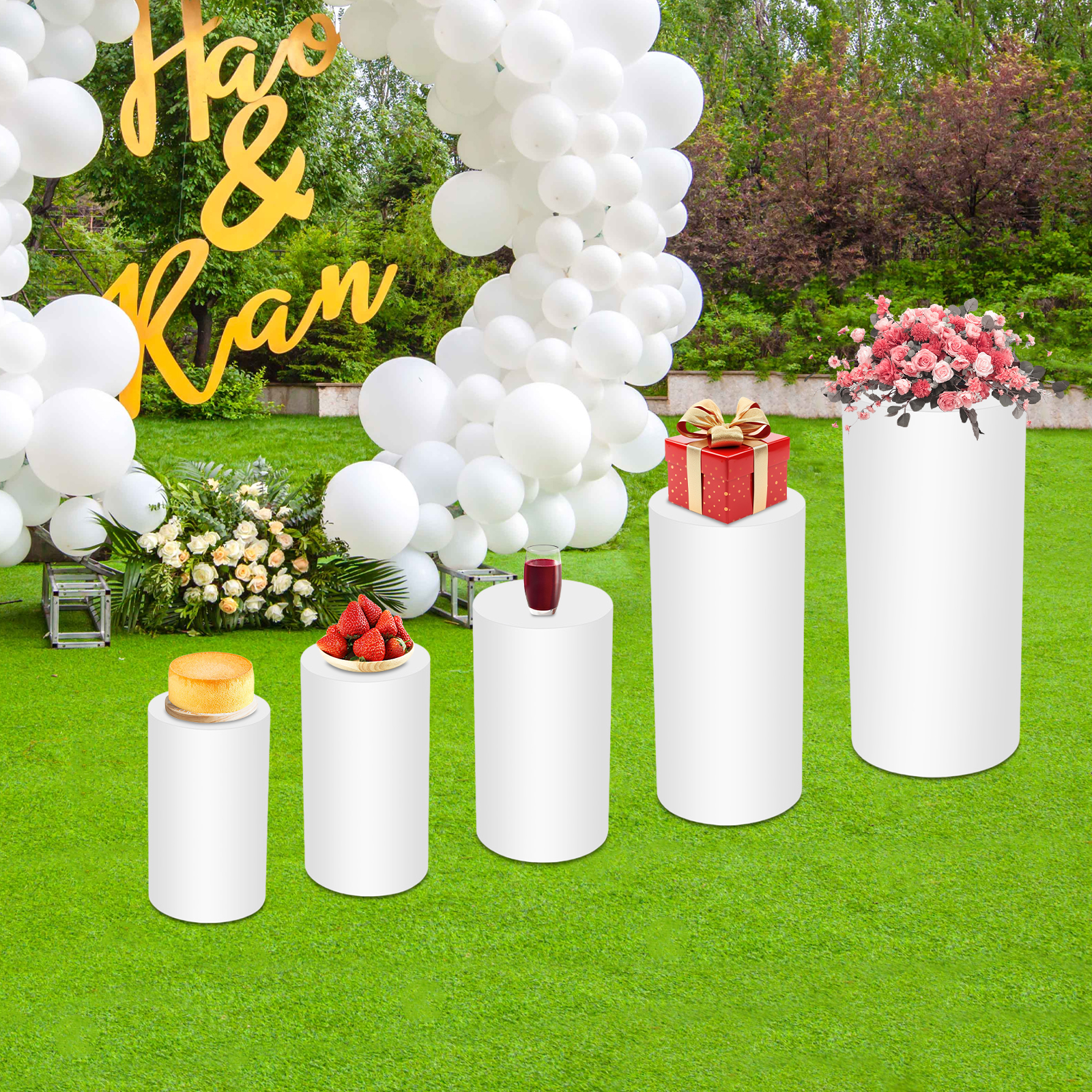 5Pcs White Cylinder Pedestal S – Display Risers Set Bewertung und Preis