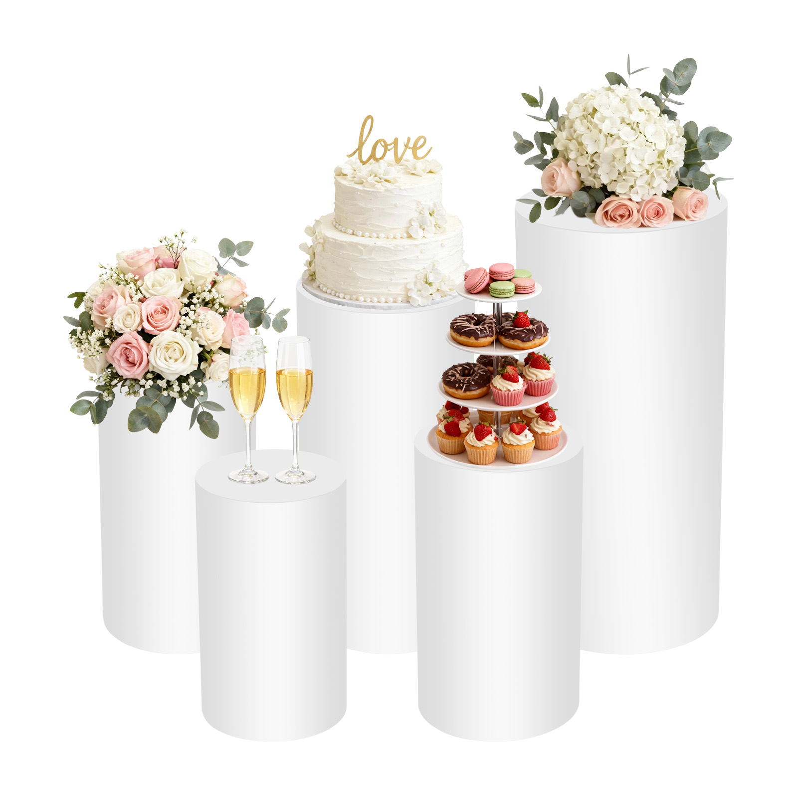 5Pcs White Cylinder Pedestal S – Display Risers Set Bewertung und Preis